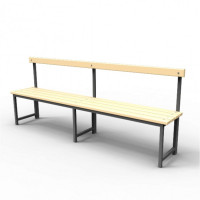 Скамейка для раздевалок со спинкой (пластик 20 мм) 150x33,5х80см Gefest SRS 150/40/80