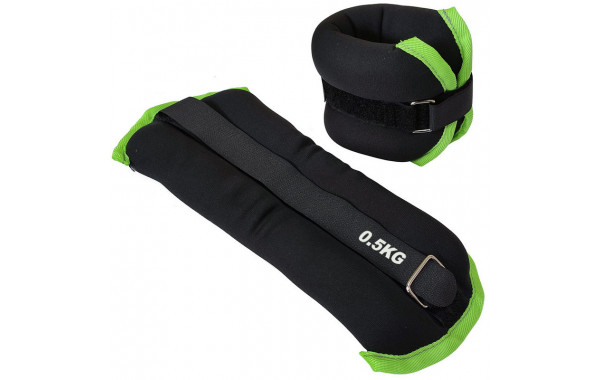 Утяжелители Sportex (2х0,5кг) (нейлон) в сумке (черный с зеленой окантовкой) ALT Sport HKAW101-5 600_380