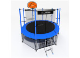 Батут i-Jump Classic Basket 12FT 366 см с нижней сетью и лестницей синий