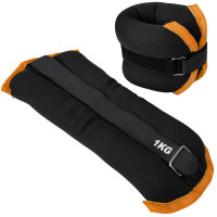 Утяжелители Sportex (2х1,0кг) (нейлон) в сумке (черный с оранжевой окантовкой) ALT Sport HKAW101-6