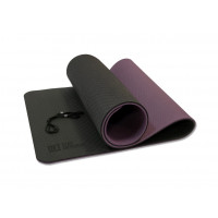 Коврик для йоги 10 мм двухслойный TPE черно-фиолетовый Original Fit.Tools FT-YGM10-TPE-BPP
