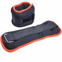Утяжелители Sportex (2х0,5кг) (нейлон) в сумке (черный с оранжевой окантовкой) ALT Sport HKAW104-2