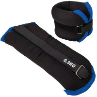 Утяжелители (2х0,3кг) Sportex ALT Sport  нейлон, в сумке HKAW101-A черный с синий окантовкой