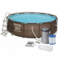 Каркасный бассейн круглый 366х122см+насос-фильтр Bestway Steel Pro Max 5617V Ротанг