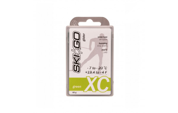 Парафин углеводородный Skigo XC Glider Green (для всех типов снега) (-7°С -20°С) 60 г. 600_380
