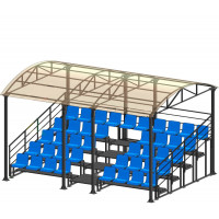 Трибуна для зрителей 5 рядов на 42 места с навесом и перилами Spektr Sport