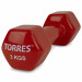 Гантель 3 кг Torres металл в виниловой оболочке, форма шестигранник PL522205 красный 75_75
