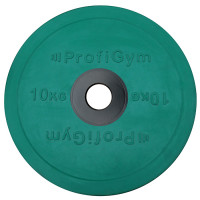 Диск Profigym олимпийский (51мм) обрезиненный 10 кг, зеленый ДОЦ-10/51