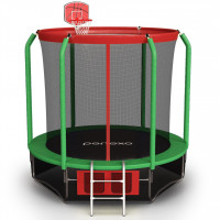 Батут perfexo, 12FT, 366 см с сеткой, лестницей, баскетбольным кольцом и сумкой для обуви Красный-зеленый