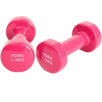 Гантель виниловая 1,5 кг York B31376 YGB100 розовая
