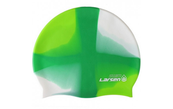 Шапочка плавательная Larsen Swim MC49 силикон, зеленый\белый 600_380