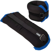 Утяжелители (2х1,0кг) Sportex ALT Sport  нейлон, в сумке HKAW101-A черный с синей окантовкой