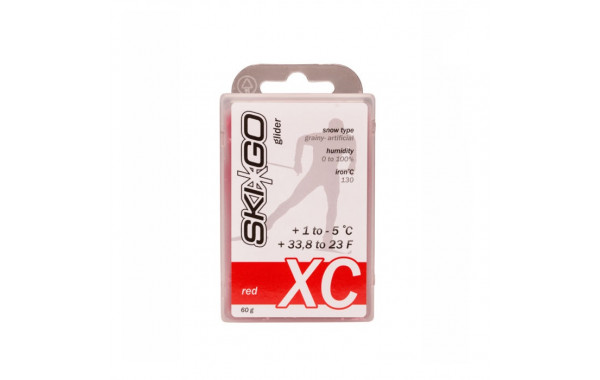 Парафин углеводородный Skigo XC Glider Red (для стар. и искус. снега) (+1°С -5°С) 60 г. 600_380
