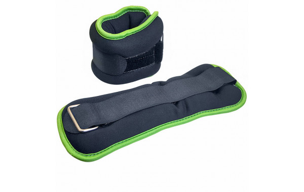 Утяжелители Sportex ALT Sport (2х2,5кг), нейлон, в сумке HKAW104-1 черный с зеленой окантовкой 600_380