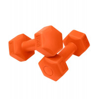 Гантель гексагональная, пластиковая 1 кг BaseFit DB-305 оранжевый, 2 шт
