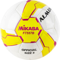 Мяч футбольный Mikasa FT557B-YP,  р.5, 32пан, гл. ПВХ, руч.сш, лат.кам, бело-желтый