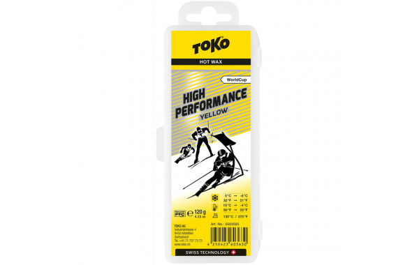 Парафин высокофтористый TOKO High Performance yellow (0°С -6°С) 120 г. 600_380