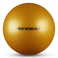 Мяч для художественной гимнастики металлик d19 см Indigo IN118 с блеcтками золотой