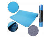 Коврик для йоги Torres Comfort 4 YL10064, TPE 4 мм, нескользящее покрытие, сине-серый