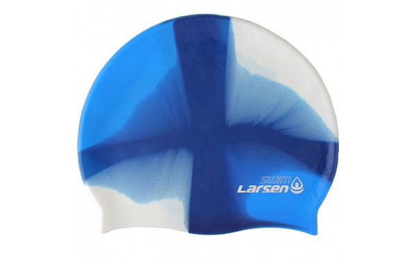 Шапочка плавательная Larsen Swim MC49 силикон, синий\белый 600_380