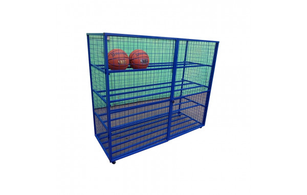 Стеллаж тележка для хранения мячей и спортинвентаря Ellada с замком, на колесиках М845 600_380
