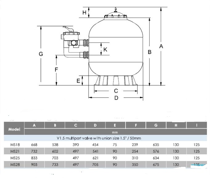 Фильтр песочный Poolmagic с боковым вентилем 1 1/2", д.450 мм 681_577