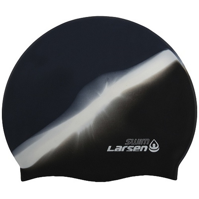 Шапочка для плавания Larsen MC35, силикон, черный\белый 800_800