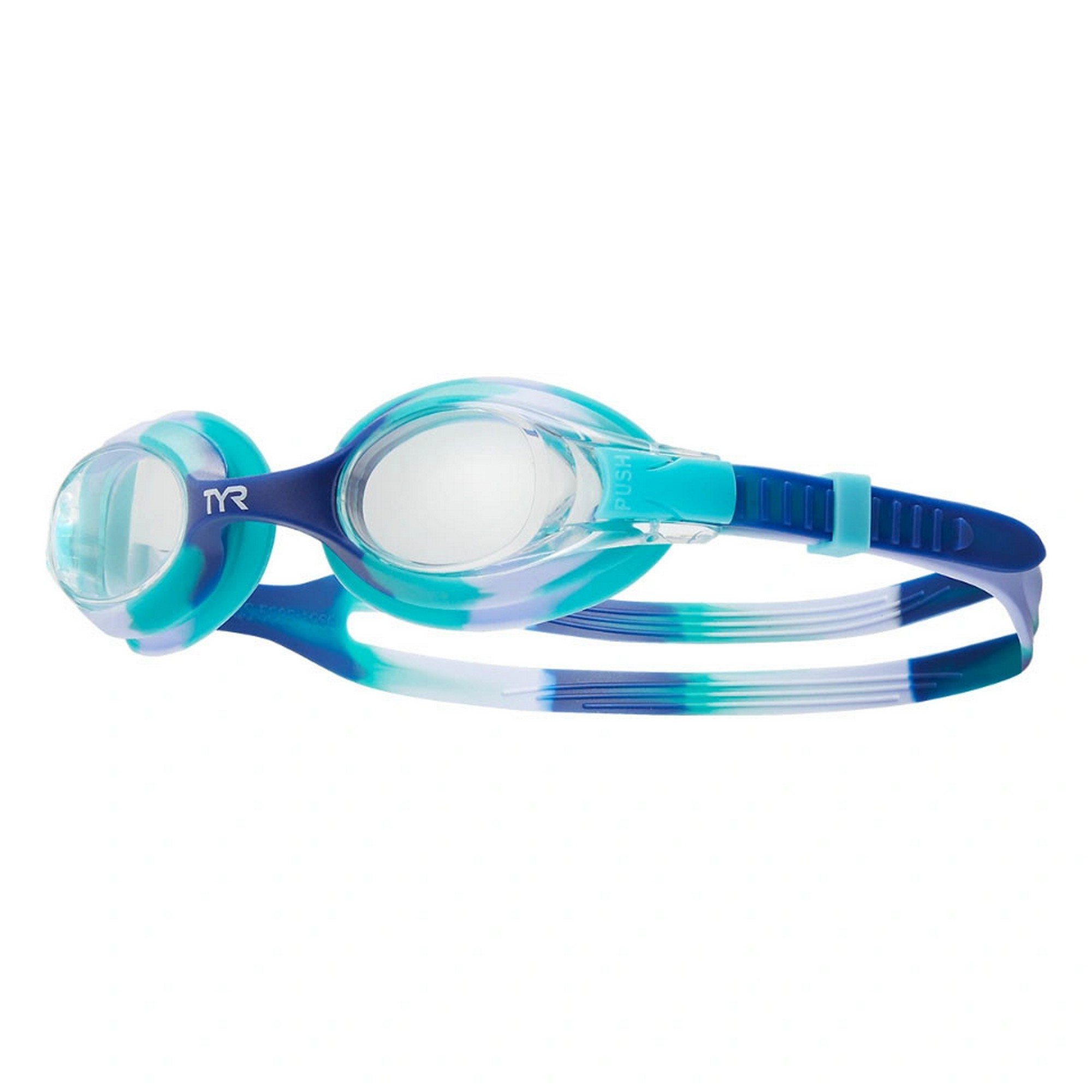 Очки для плавания детские TYR Swimple Tie Dye Jr LGSWTD-509 прозрачные линзы, мультиколор оправа 2000_2000