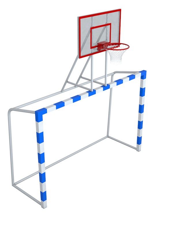 Ворота с баскетбольным щитом из оргстекла Glav с удлиненными штангами и стаканами 7.102-2 600_800