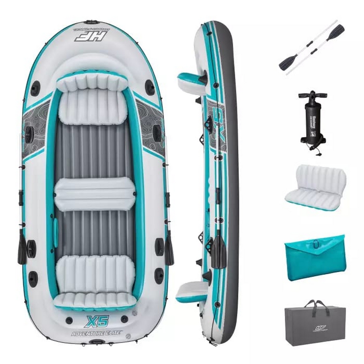 Надувная лодка 364х166см вёсла 62064, насос 62086, до 600кг Bestway Adventure Elite X5 Raft Set 65159 1200_1200