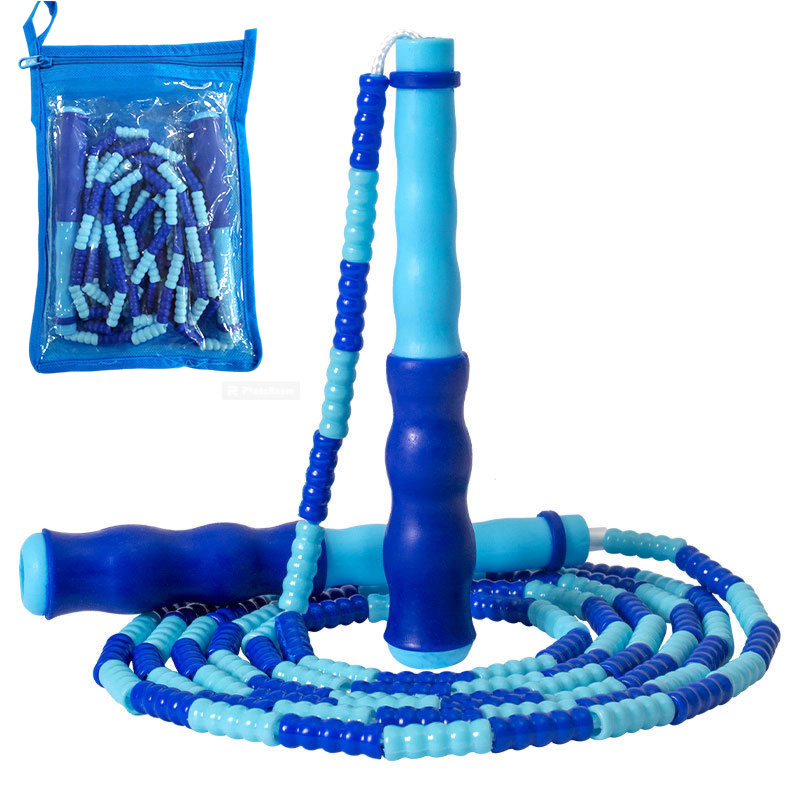 Скакалка бисерная трюковая 2.7 м. (синяя) Sportex E42314 800_800