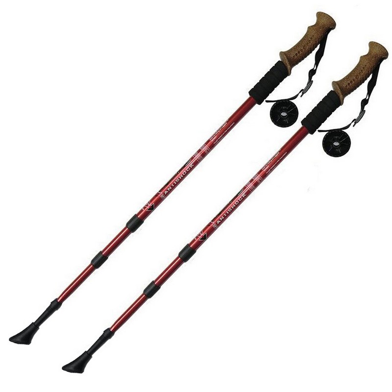 Палки для скандинавской ходьбы Sportex телескопическая, 3-х секционная F18436 красный 800_800