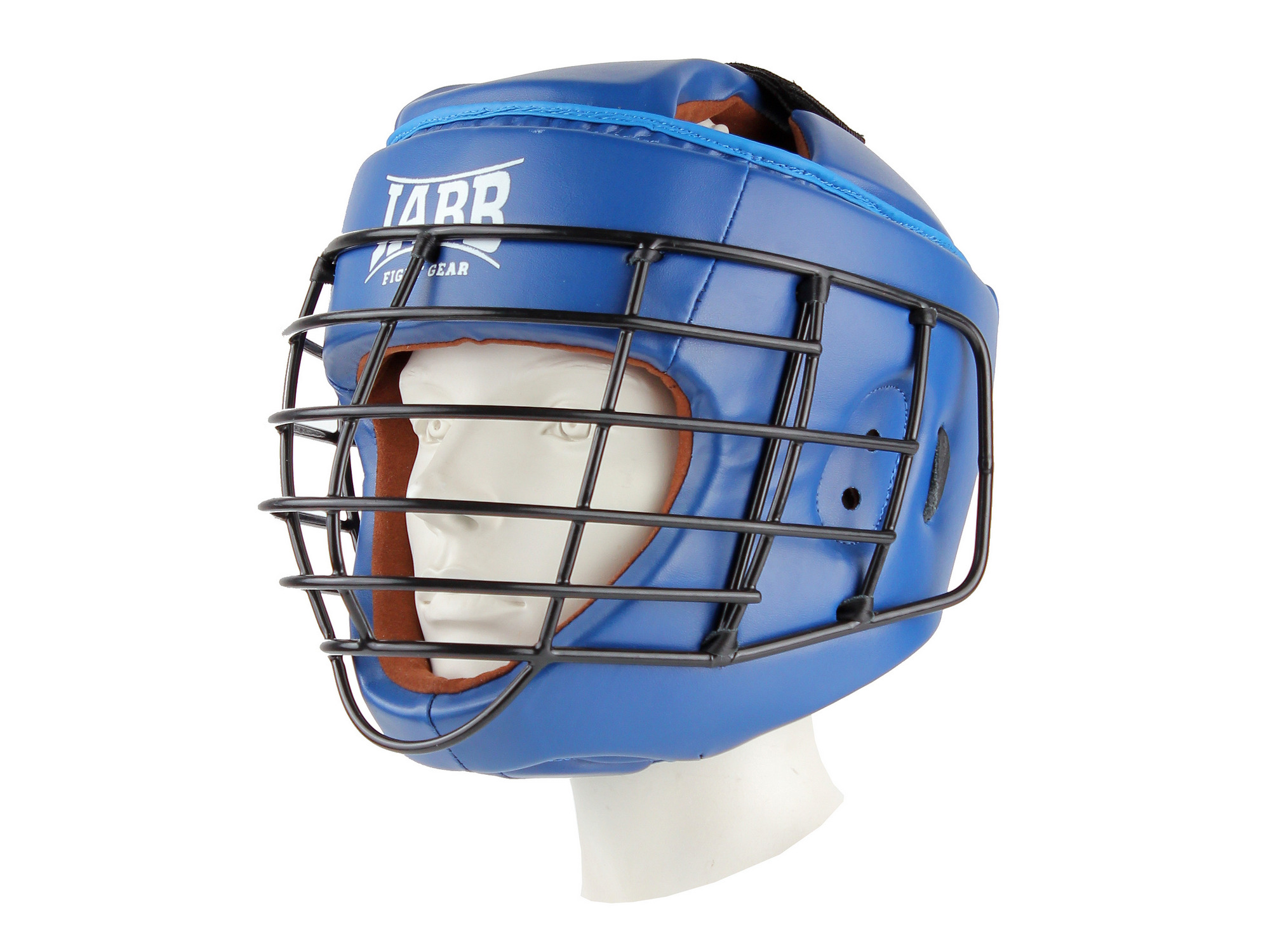 Шлем для рукопашного боя с защитной маской (иск.кожа) Jabb JE-6012, синий, размер 2000_1500