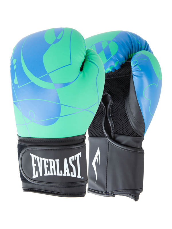 Перчатки тренировочные 12oz Everlast Spark P00002803 синий\зеленый 600_800