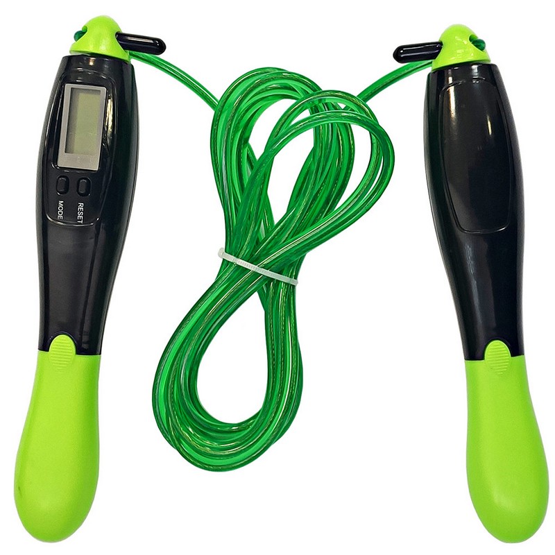 Скакалка с электронным счетчиком 280см Sportex E32634-3 зеленый 800_800
