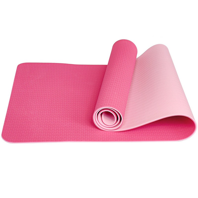Коврик для йоги 183x61x0,6 см Sportex ТПЕ E33585 розовый\светло розовый 800_800