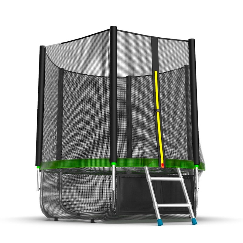 Батут с внешней сеткой и лестницей EVO Jump External 6ftt+ нижняя сеть, зеленый 800_800