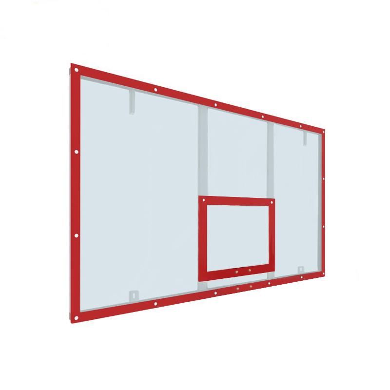 Щит баскетбольный игровой Dinamika 180х105 см, поликарбонат 10мм на раме (разметка красная) 800_800