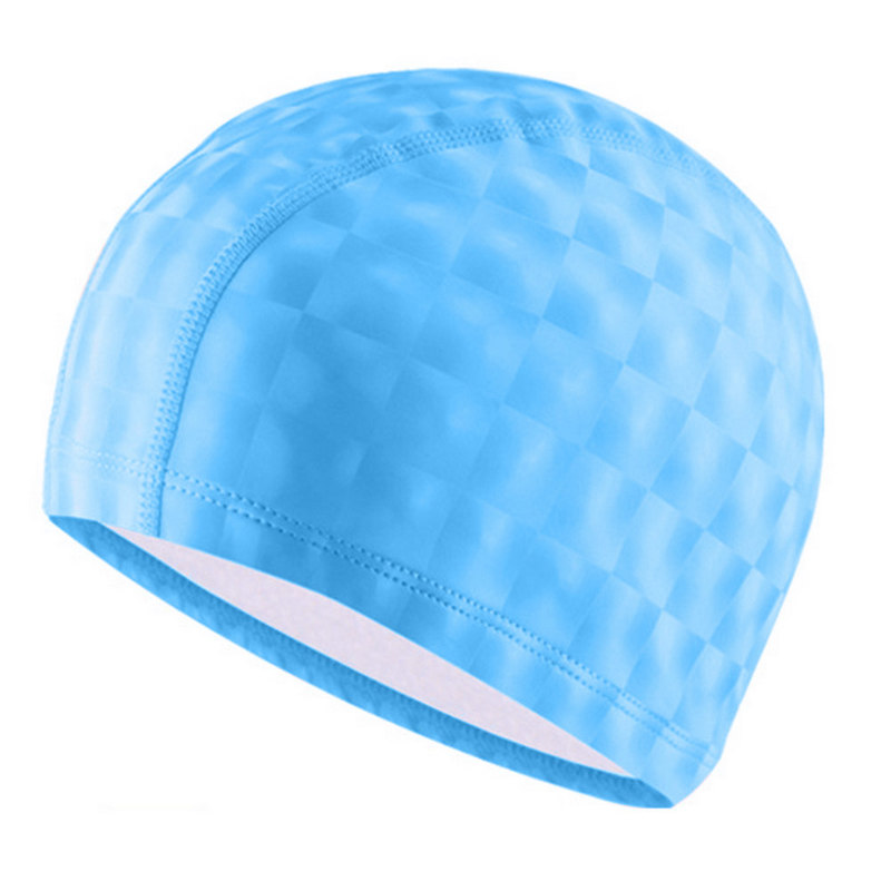 Шапочка для плавания Sportex одноцветная B31517-0 3D (Голубой) 800_800