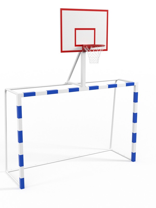 Ворота с баскетбольным щитом из фанеры Glav с удлиненными штангами и стаканами 7.103-2 600_800