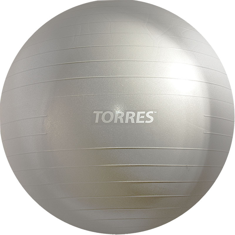 Мяч гимнастический Torres AL121175SL, диам. 75 см ,с насосом, серый 800_800