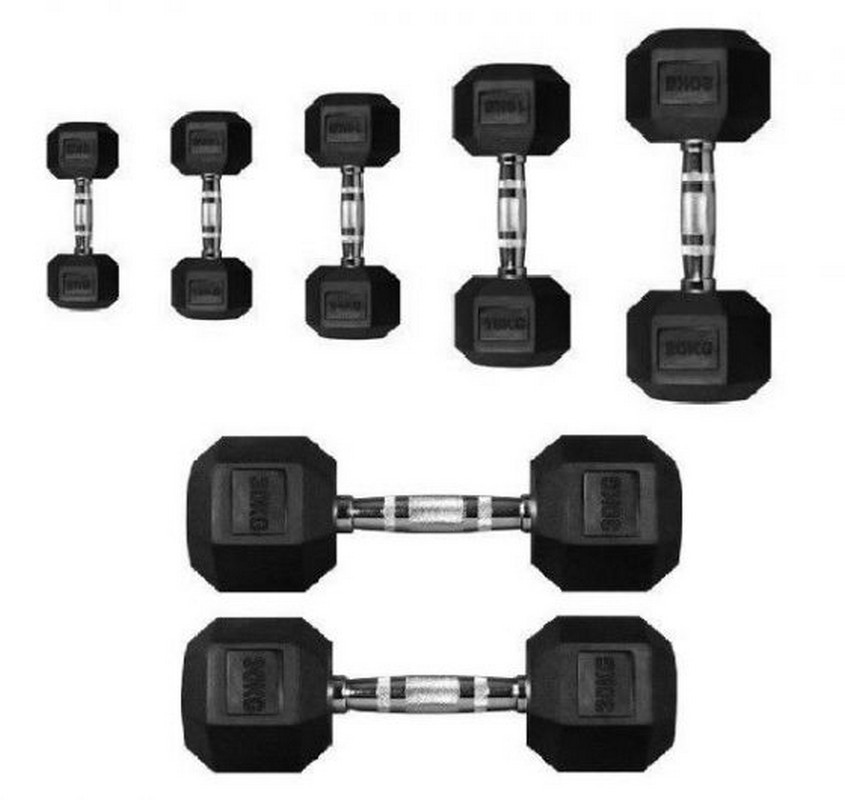 Гантель 20кг Perform Better Rubber Encased Hex Dumbbells 4137-20\BK-20-00 845_800