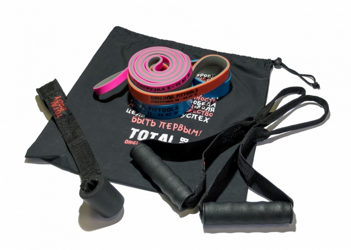Набор из трех эспандеров Original Fit.Tools с аксессуарами в сумке FT-3COLOR-SET двухцветные 1124_800