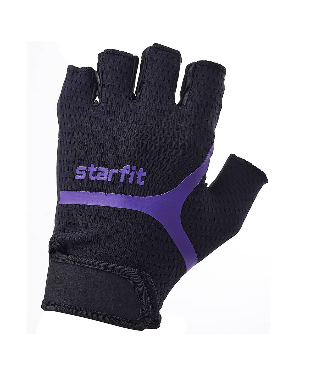 Перчатки для фитнеса Star Fit WG-103, черный/фиолетовый 1230_1479