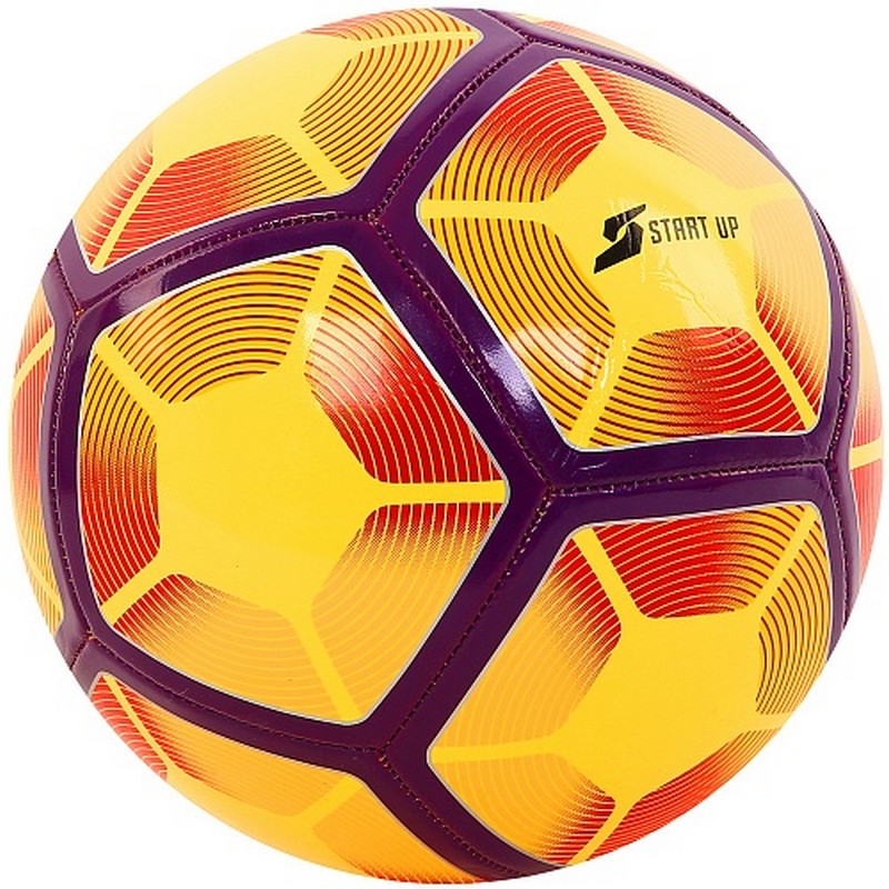 Мяч футбольный для отдыха Start Up E5126 р.5 желтый-фиолетовый 800_800
