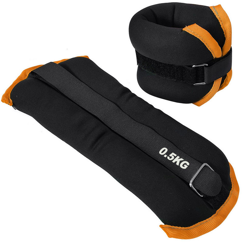Утяжелители Sportex (2х0,5кг) (нейлон) в сумке (черный с оранжевой окантовкой) ALT Sport HKAW101-6 800_800