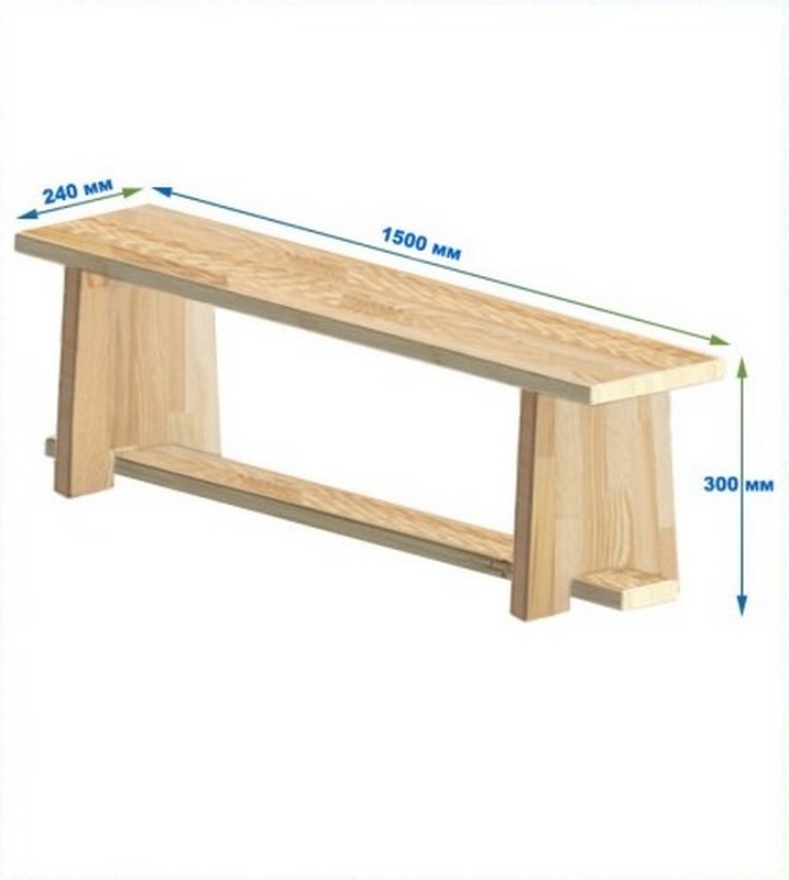 Скамейка гимнастическая 1500мм (щит.сосна) ножки дерево Dinamika 717_800
