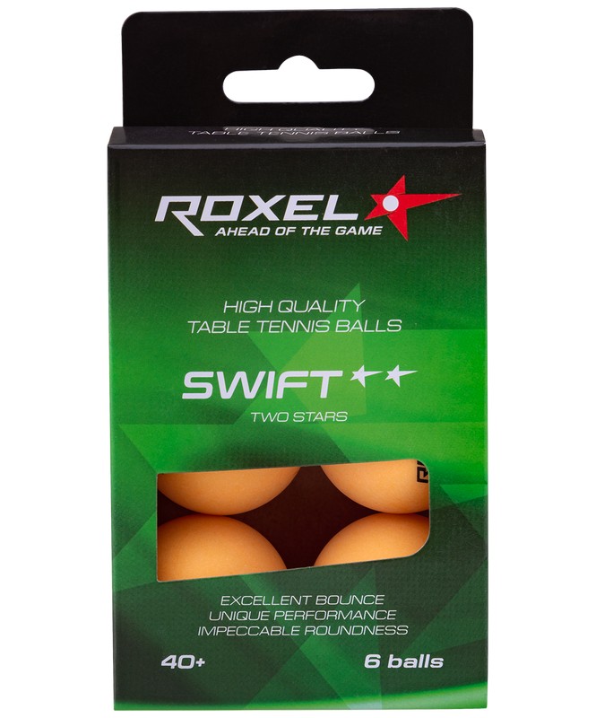 Мячи для настольного тенниса Roxel 2* Swift, 6 шт, оранжевый 665_800