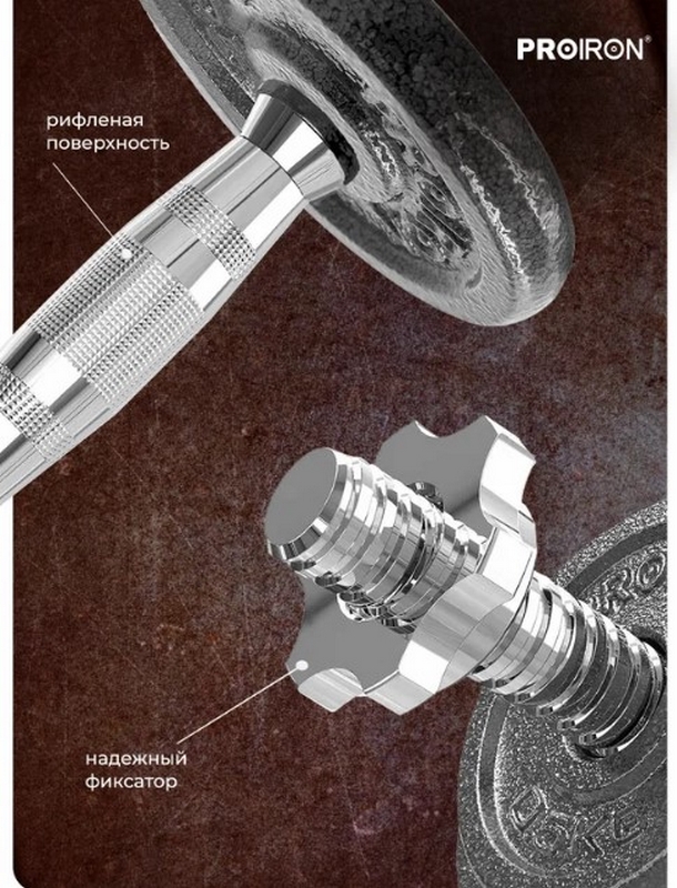 Гантели разборные из чугуна с грифом 2шт по 10кг PROIRON Г2100Ч 610_800