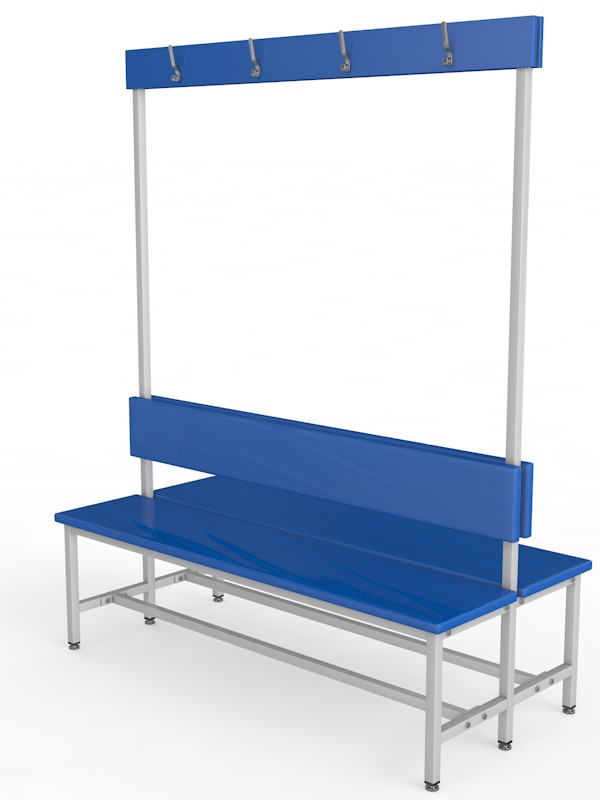 Скамейка для раздевалки с вешалкой, двухсторонняя, мягкая, 300см Glav 10.6000-3000 600_800